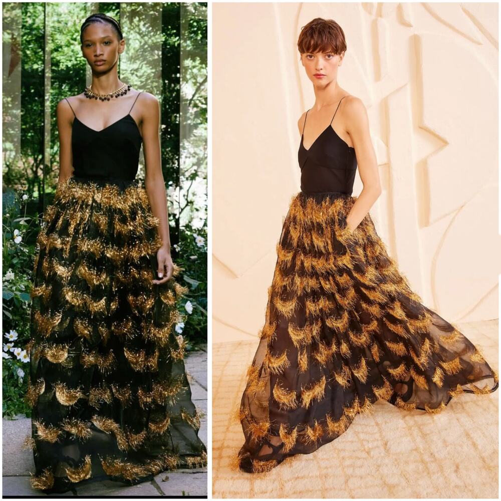 Ulla Johnson Brina Celeste Black Gold Metallic Tassel Maxi Skirt 8 NWT - Picture 2 of 10